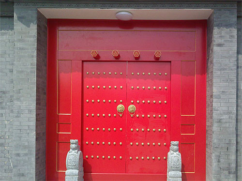 广宁中国传统四合院系列朱红色中式木制大门木作